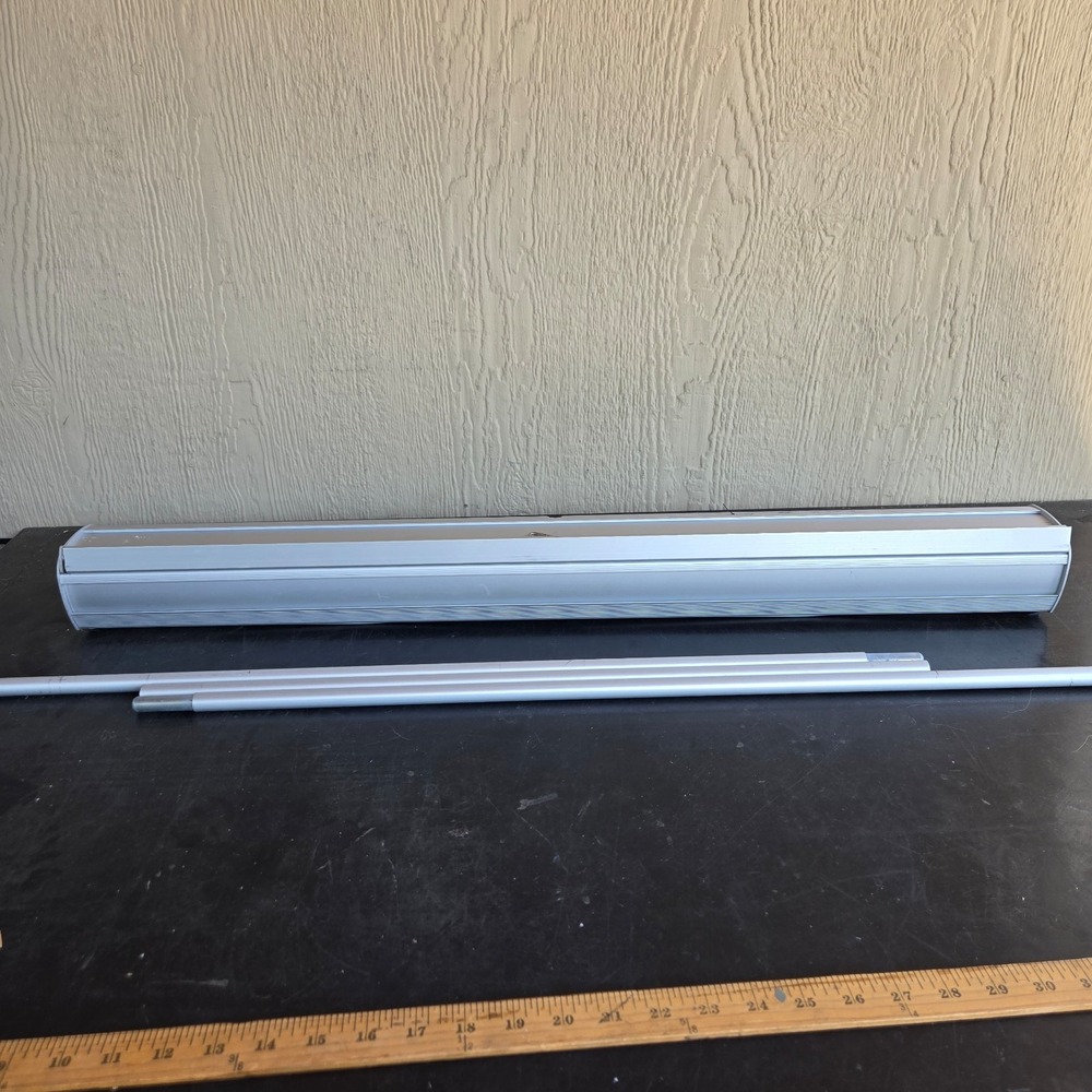 Retractable Roll Up Banner Stand Silver Aluminum Base Pole 75x33